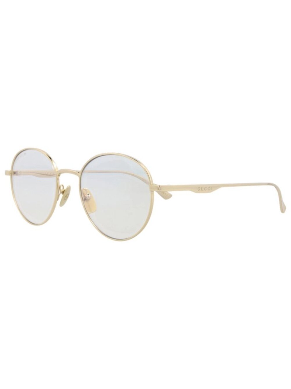 New Gucci Women's Sunglasses Round Oval Metal Frame Mens Gold Gold Transparent